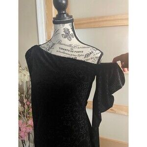 Bailey 44 Black Faux Velvet Mini Evening Dress Off-Shoulder Women Medium